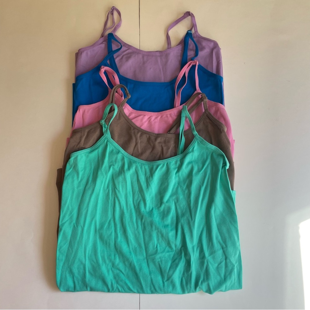 5 S/M Y2K Seamless Camisole Tanks adjustable stretch teal blue brown pink purple